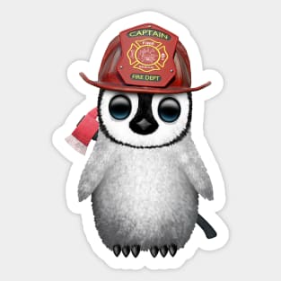 Cute Baby Penguin Firefighter Sticker